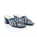 Heeled Mule Denim | Embroidered Daisy
